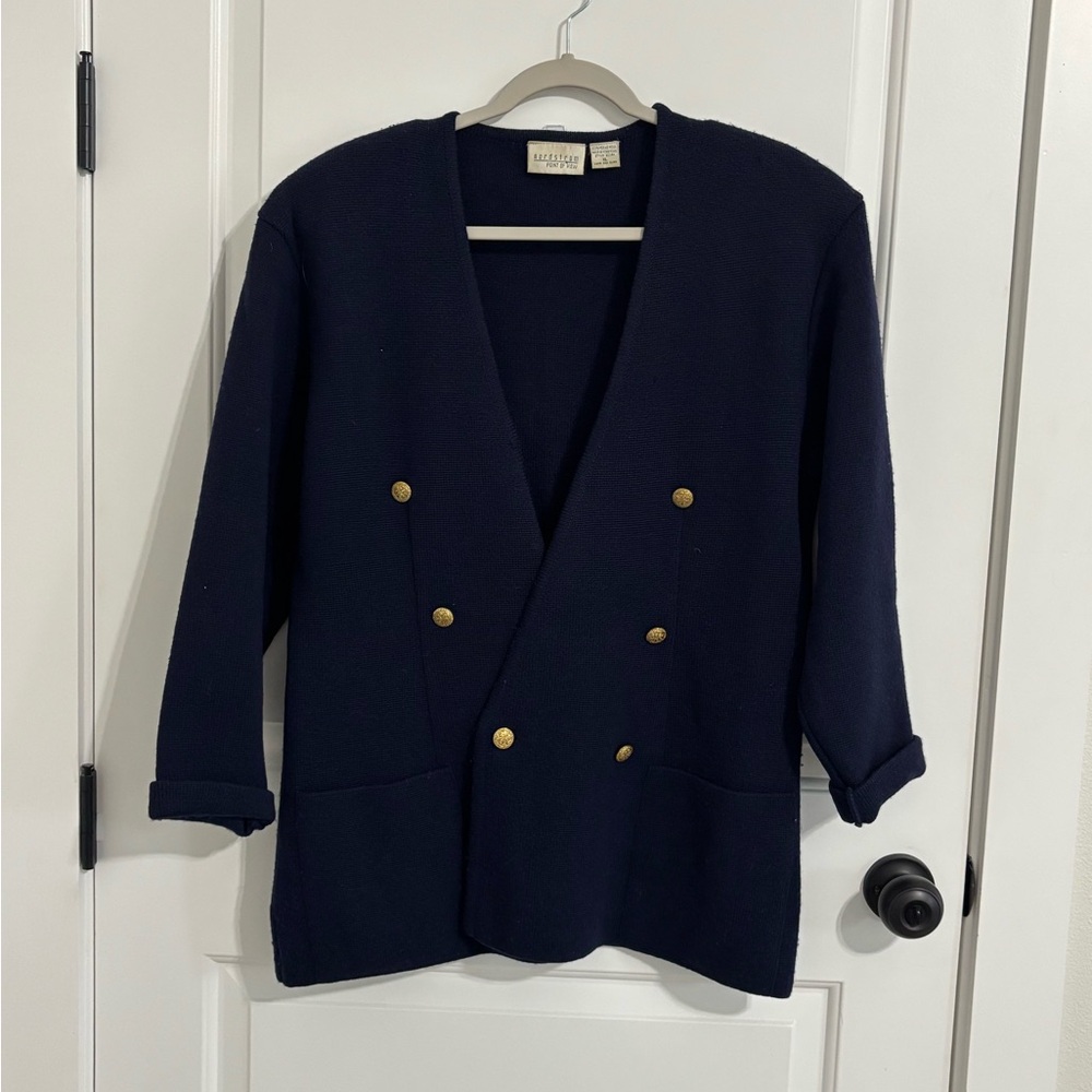 VINTAGE WOOL Nordstrom Navy Blazer with Gold Buttons
